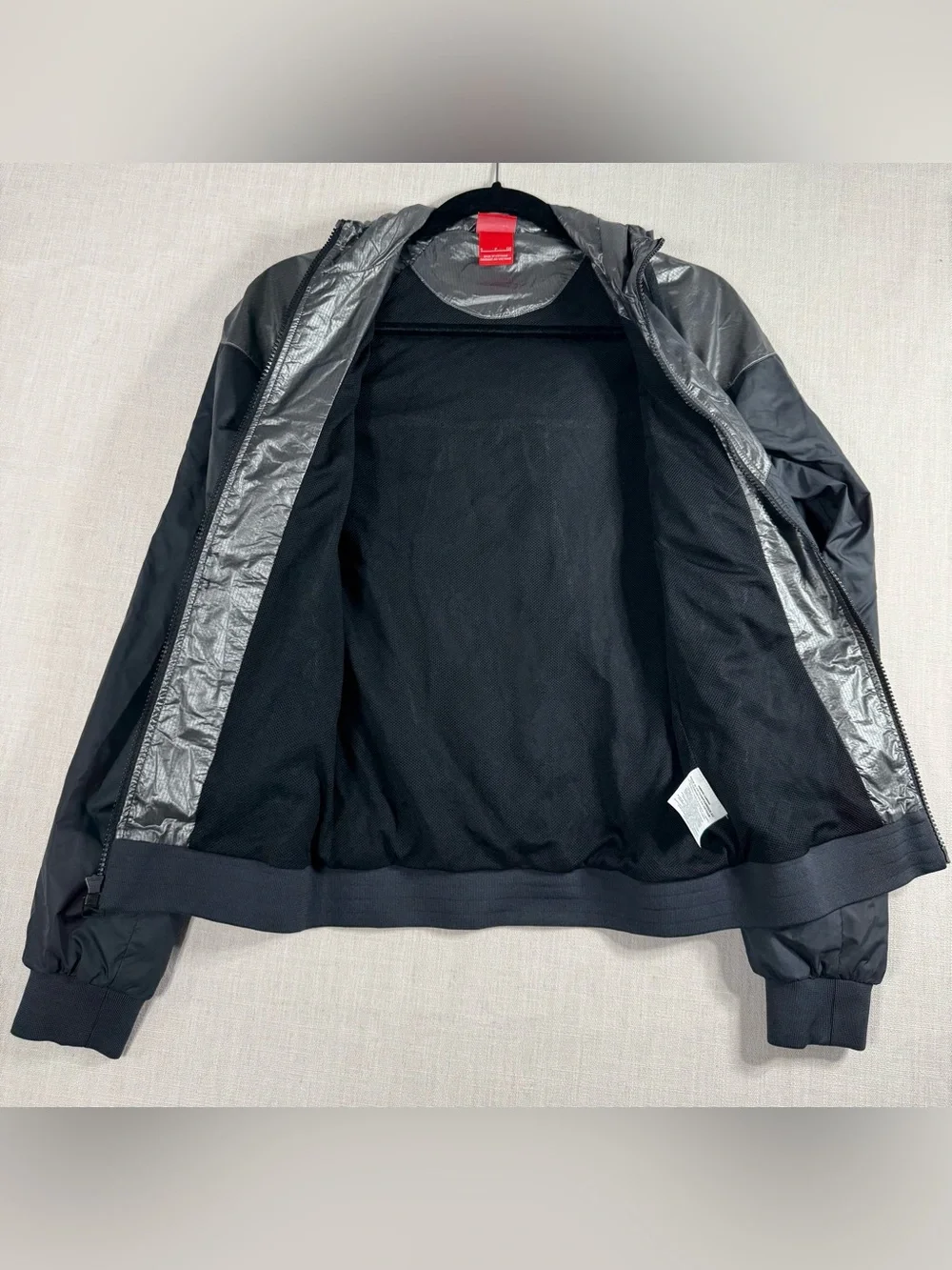 Nike women Black Windbreaker Jacket with Dark Charcoal Yoke
